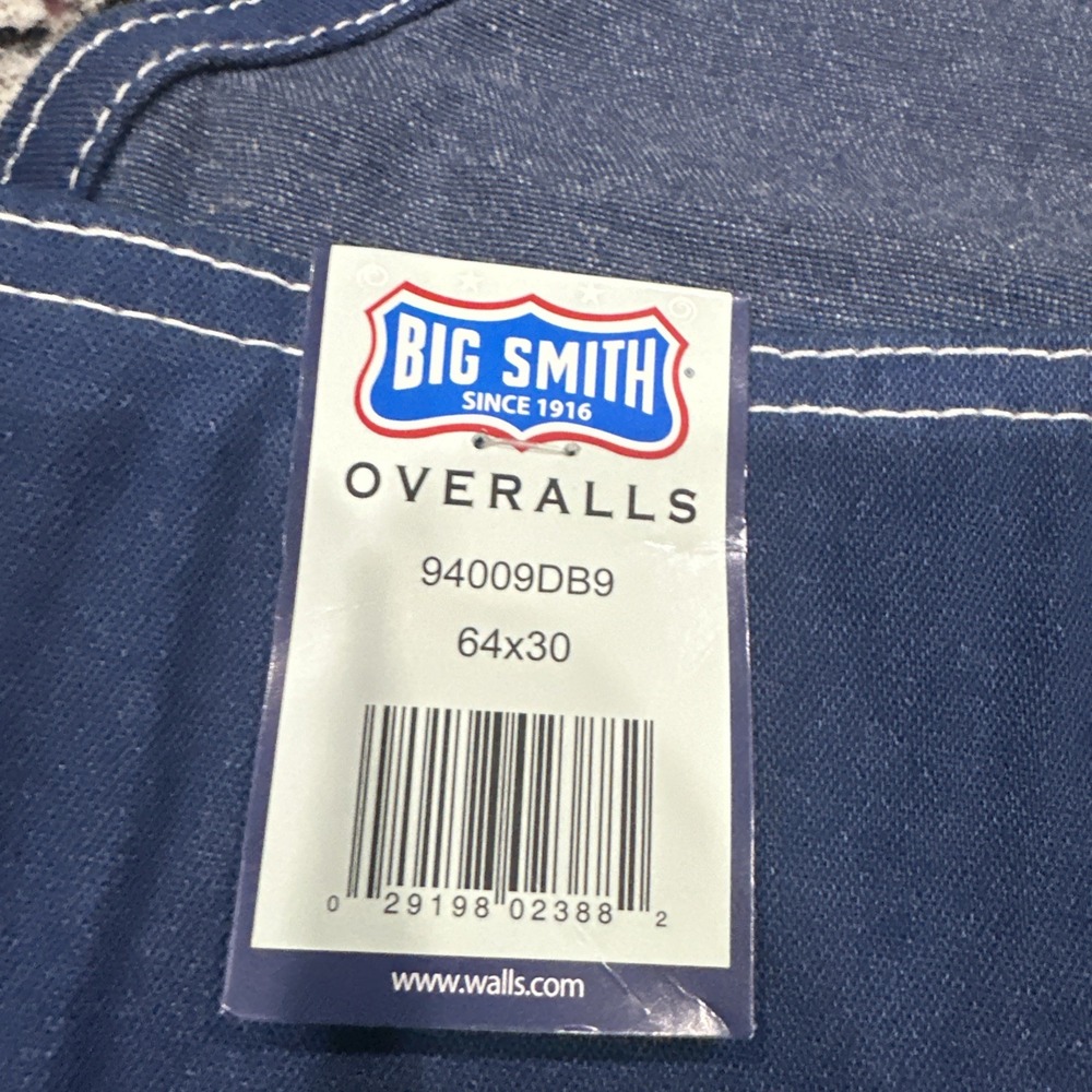 BIG SMITH Overalls Mens 64x30 Blue Denim Cotton Farm Work New - Picture 8 of 9